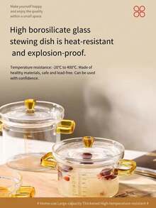 1 件装迷你硼硅玻璃双耳量杯蒸锅，家用蛋汤碗，双耳婴儿辅食蒸锅 - 查看 4