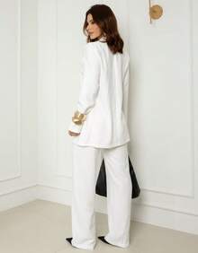 Women's Premium Blazer And Pants Set - White - View 2