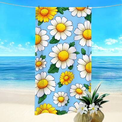 1pc Floral Print Beach Towel, Super Absorbent Quick Dry Towel For Swimming, Soft And Lightweight Beach Blanket, Ideal Beach Essential For Beach, Swimming, Outdoor, Camping, Travel