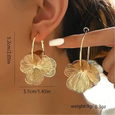 Bông tai hoa dáng dài cho nữ, bông tai vòng nổi bật, trang sức hoa rủ.