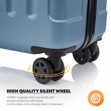 YONSLY 4-Piece Wheeled Suitcase Set With 360° Wheels, Combination Lock, Robust Double Zipper, Mesh Pocket, Soft Rubber Handle, 16/20/24/28 Inch Trolley Suitcase, Hard Shell Carry-On Luggage Set (4-Piece Set, S, M, L & XL) - 灰藍 - 查看 4