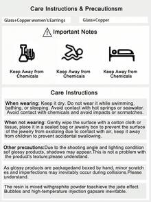 一对手工波西米亚风玻璃珠水滴耳环，简约时尚小众几何耳环，适合女性日常、度假、派对、情人节、母亲节、婚礼季、音乐节等场合佩戴（手工串珠颜色和数量随机排列） - 黑色 - 查看 5