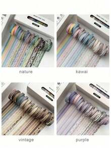 20 Rolls Assorted Patterned Washi Tape Set, Decorative Stickers Gifts, Vintage Scrapbooking Tapes, Creative DIY Decoration, Ideal For Gifts, DIY Crafts, Planner Decoration - Multicolor - View 4