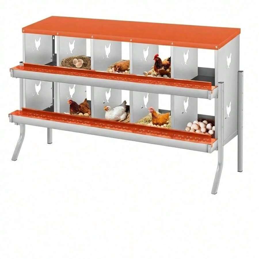 Egg Handling Supplies - Orange 10-compartment Booth - With Support Frame - View 1