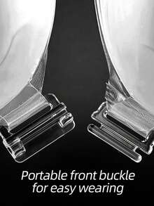 1 Pair New 3D Transparent Silicone Adhesive Bra With Detachable Clear Straps, Push Up Invisible Sticky Bra For Swimwear, Wedding & Backless Dresses - Multicolor - View 7