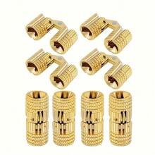 Concealed Hinge - Set Of 4 1cm/0.39inch Concealed Brass Barrel Hinge, 180 Degree Opening Angle Concealed Furniture Hinge For DIY Jewelry Box Handmade - A - View 2