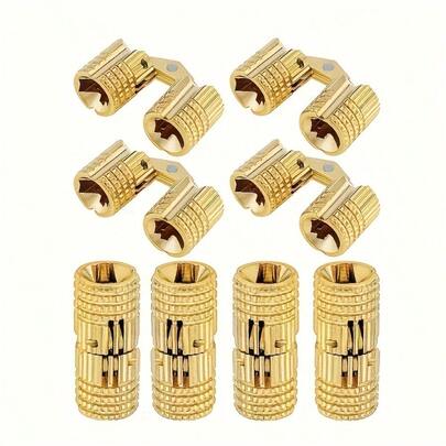 Concealed Hinge - Set Of 4 1cm/0.39inch Concealed Brass Barrel Hinge, 180 Degree Opening Angle Concealed Furniture Hinge For DIY Jewelry Box Handmade