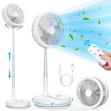 9 Inch Portable Foldable Oscillating Fan, 7200mAh Rechargeable Desk Fan With Remote, USB-C Quiet Standing Fan For Bedroom Home Travel Camping - Desk Fan - View 3