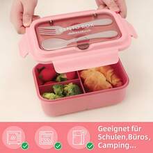 1 pièce Boîte à lunch Bento portable avec ustensiles, micro-ondes, design à 3 compartiments, convient pour le bureau, l'extérieur, l'école, le pique-nique, la rentrée scolaire - Multicolore - Voir 8