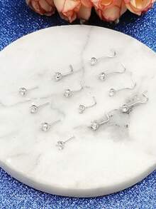 1 chiếc khuyên tai hình môi bằng bạc sterling 925 đính đá Zirconia, trang sức xỏ khuyên cơ thể thanh lịch, cá nhân hóa, quà tặng cho phụ nữ. - Bạc - Xem 6