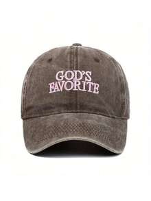 1pc Women's God's Favorite Embroidered Baseball Cap, Suitable Everyday, Festivals And Gatherings - Màu Khaki - Xem 7