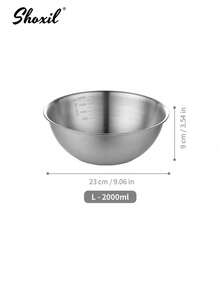 shoxil 1 pièce Set de plateau et bol en acier inoxydable, 5 tailles disponibles, grande capacité, convient pour la salade, la préparation des légumes, le pétrissage de la pâte - Bol - Voir 9