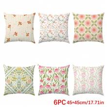 6pcs Minimalist Geometric Floral Pillow Covers, Single-Sided Printed Peach Velvet Material, 45*45/50*50/40*40CM Cushion Covers Suitable For Modern Minimalist Sofa Living Room Decor, Gift, Party Decoration - Multicolor-6PC - View 10