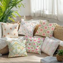 6pcs Minimalist Geometric Floral Pillow Covers, Single-Sided Printed Peach Velvet Material, 45*45/50*50/40*40CM Cushion Covers Suitable For Modern Minimalist Sofa Living Room Decor, Gift, Party Decoration - Multicolor-6PC - View 7