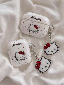 SANRIO Funda protectora de auriculares con diseño de lunares blancos y dibujos animados, compatible con 3 y 4, de material TPU suave y adorable - Multicolor - Ver 1