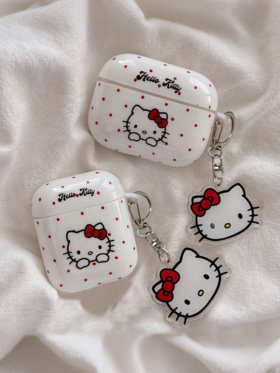 SANRIO Funda protectora de auriculares con diseño de lunares blancos y dibujos animados, compatible con 3 y 4, de material TPU suave y adorable - Multicolor - Ver 1