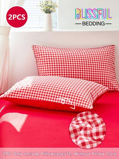 Bộ 2 gối ngủ Blissful Fresh & Cute nhiều kích cỡ, gối có túi, họa tiết hoa kẻ caro, chất liệu cao cấp, mềm mại và thoải mái, phù hợp cho phòng ngủ/ký túc xá/ghế sofa/du lịch.
