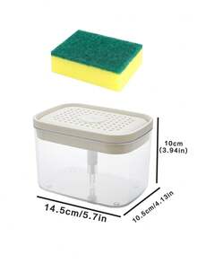 厨房皂液器，带海绵架的厨房洗洁精皂液器，按压式皂液器，附赠洗碗海绵，塑料洗洁精挤压容器，厨房洗洁精分配器，厨房水槽配件，高效清洁工具，清洁海绵，洗碗海绵，海绵擦洗器 - 彩色 - 查看 12