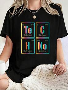 Camiseta Unisex 100% Algodón con Estampado Techno Element House Music, Camiseta de Cuello Redondo 100% Algodón - Negro - Ver 1
