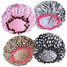 1 pieza Gorro de ducha con estampado de lazo de doble capa engrosado para mujeres, gorro de baño impermeable para el cuidado del cabello, gorro de maquillaje, gorro para dormir, gorro anti-aceite para la cocina, gorro de baño para el hogar - versión gruesa - Ver 6