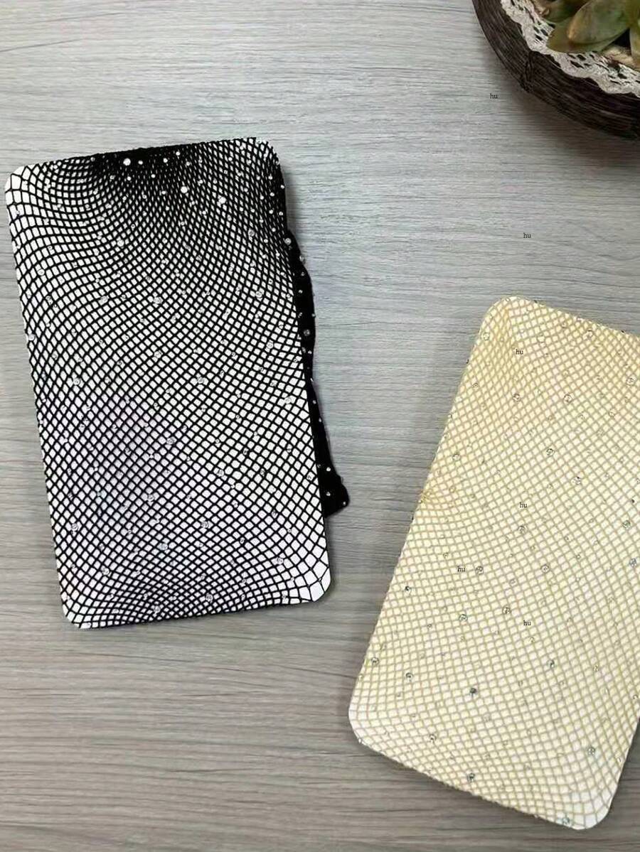Women's Shiny Rhinestone Fishnet Socks 1 Pair | Black Fishnet Stockings | Elastic Pantyhose, Suitable For Parties And Everyday Wear - màu đen - Xem 1