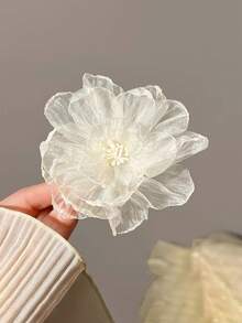 2个/1个 9厘米/3.54英寸 女士沙滩夏威夷芙蓉花白色粉色扎染仿花发夹，时尚百搭优雅简约纯色侧夹，适合日常休闲、派对、通勤、海滩度假、马尾辫、发髻、洗脸、化妆、服装配饰、爪夹 - 彩色 - 查看 7