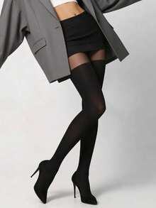 Classic Black Fashionable Loose Fit Pantyhose, Combining Stylish Design And Versatile Wearability - Black - View 2