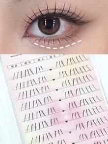 96片猫爪分节式猫眼下睫毛，B型卷翘假睫毛，自然逼真，单簇设计，日常佩戴，适合新手，尖头睫毛，漫画风格睫毛，猫眼睫毛 - B - 查看 2