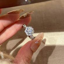 奢华优雅镀铑微镶全锆石女士结婚戒指 - 白金 - 查看 8