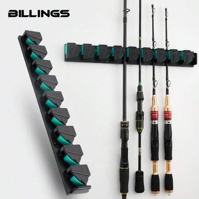 BILLINGS ที่ยึดเบ็ดตกปลา,ที่ยึดคันเบ็ด ที่วางคันเบ็ดแบบติดผนังแนวตั้ง,ที่ยึดคันเบ็ดสำหรับ 9 คันหรือชุด,เหมาะสำหรับคันเบ็ดส่วนใหญ่ที่มีเส้นผ่านศูนย์กลาง (3-19 มม.)