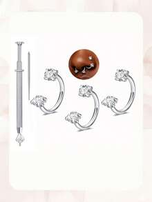 20g Aro de nariz en forma de herradura para mujeres de acero inoxidable con doble pendiente de circonita cúbica, joyería de piercing de nariz en forma de herradura de plata, aro en forma de media U para piercing de nostril, hélix, daith y cartílago de 20 calibre 6 7 8mm - Multicolor - Ver 16