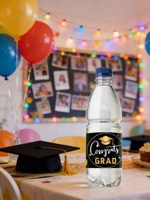 40/20/10 piezas/Set Etiquetas para botellas de agua para fiesta de graduación, Pegatinas para botellas de agua de felicitaciones, Diseños de birretes de graduación, Adecuado para decoración de temporada de graduación, Fiesta de graduación, Ceremonia de graduación, Decoración del hogar y regalos de graduación - Talla única - Ver 7