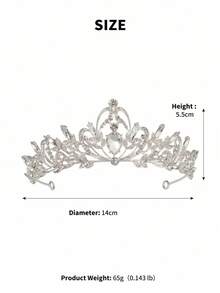 1 pieza Tiara nupcial decorada con cristales Rhinestone, corona de boda elegante plateada para mujeres, accesorio para el cabello para fiesta de graduación, Tiara de boda con cristales brillantes, corona nupcial plateada ligera con accesorios para el cabello con Rhinestone para mujeres y niñas, para fiestas, verano, playa - Plateado - Ver 9