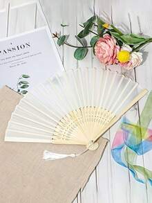 Éventail pliant avec glands, livré avec un sac cadeau, faveur de mariage blanche, cadeau de décoration DIY pour femmes, convient pour la douche de mariée, les cadeaux de retour, la réception de mariage, l'anniversaire, les photos de demoiselles d'honneur - Multicolore - Voir 5