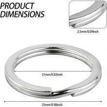 30/50/80个装扁平钥匙圈，金属圆形扁平双层开口环，适用于家居收纳、狗牌、钥匙链、各种悬挂配件和DIY手工制作 - 平圈 - 查看 2