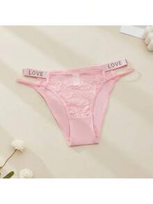 6-Piece Set Of Women's Underwear, Mid Waist Lace Women's Thong, Sexy Hollow Out, With Rhinestone Waist Belt, Women's T-Pants, Pure Cotton Crotch, Comfortable And Breathable, Sexy And Tempting - 6件裝 - 查看 6