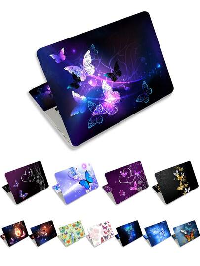 Adesivo per skin laptop 15.6 pollici, cover in vinile decorativa, protezione artistica per notebook (inclusi 2 poggiapolsi), impermeabile e rimovibile, motivo artistico a farfalla