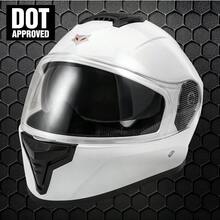 Casco Motocicleta Integral Con Visera Doble Certificado Dot - Blanco - Ver 2