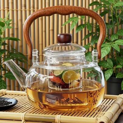 LAISONWARE 1 pièce Théière en verre résistant à la chaleur de 1000 ml / 35,2 oz avec infuseur amovible - épaissie pour la cuisinière pour le thé en fleurs, le thé aux herbes et les feuilles lâches | Ensemble cadeau de brassage à domicile pour cuisinière électrique et cérémonie du thé
