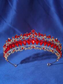 1pc Elegant Baroque Crystal Crown, Bridal Wedding Headpiece, Romantic Women's Party Event Ball Tiara Hair Accessory - Multicolor - View 6