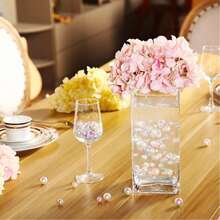 200g Ngọc trai nhân tạo nổi không lỗ, nhiều kích cỡ 10mm/16mm/20mm, dùng để trang trí bình hoa, trang trí đám cưới, trang trí nến nổi, trang trí bàn tiệc, thích hợp cho việc tự làm đồ trang trí đám cưới, sinh nhật, tiệc theo chủ đề, ngày Valentine, Halloween, Giáng sinh (Bao gồm hạt nước) - Màu hồng rực rỡ - Xem 4