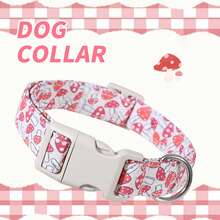 1件卡通蘑菇图案宠物狗项圈，带快拆扣，耐用透气涤纶材质，幸运卡通设计 - 适合小型/中型/大型犬，是小型犬的完美生日礼物 - 混合色 - 查看 1