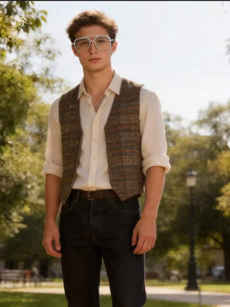 一副男女通用银色时尚多边形半框金属透明镜片眼镜，适合阅读、游戏、电脑、手机使用。 - 銀平 - 查看 1