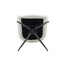 [Set Of 2] European Swivel Chair In A Lightweight Luxury Design: PU Coating + Black Metal Legs, 360° Sound Swivel, Set Of 2 For Dining Rooms / Relaxation Areas. - White - View 10