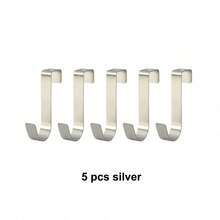5pcs Stainless Steel Hanging Hooks, Minimalist Door Hooks, Desk Drawer Shelf Cabinet Hooks, Reversible Installation For Doors And Cabinets - Multicolor - View 12