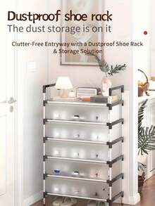 Organizador de Zapatos de  3,4,5,6,7 Niveles con Cajones Transparentes y Detalles Negros - Armario para Calzado Antipolvo, Duradero con Ruedas para Hogar, Dormitorio, Oficina o Cocina, Solución Versátil de Almacenamiento, Diseño Moderno y Construcción Rob - 7 NIVELES - Ver 11