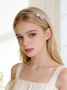 1 Piece New Luxury Rhinestone Bow Headband - Elegant, Versatile & Minimalist Hair Accessories - Multicolor - View 4