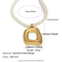 1件欧美INS风时尚小众项链，18K镀金不锈钢镂空方形吊坠项链，适合日常、度假、派对、送礼。 - 彩色 - 查看 3