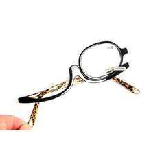 180°翻转放大化妆眼镜，豹纹化妆眼镜 - 黑色 - 查看 4