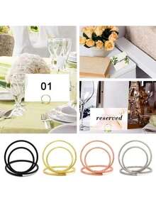 5pcs Round Paper Clip Photo Card Display Stand, Table Card Holder, Photo Clip, Table Number Holder, Suitable For Wedding, Party, Birthday, Office And Other Occasions - Table Clip - View 3